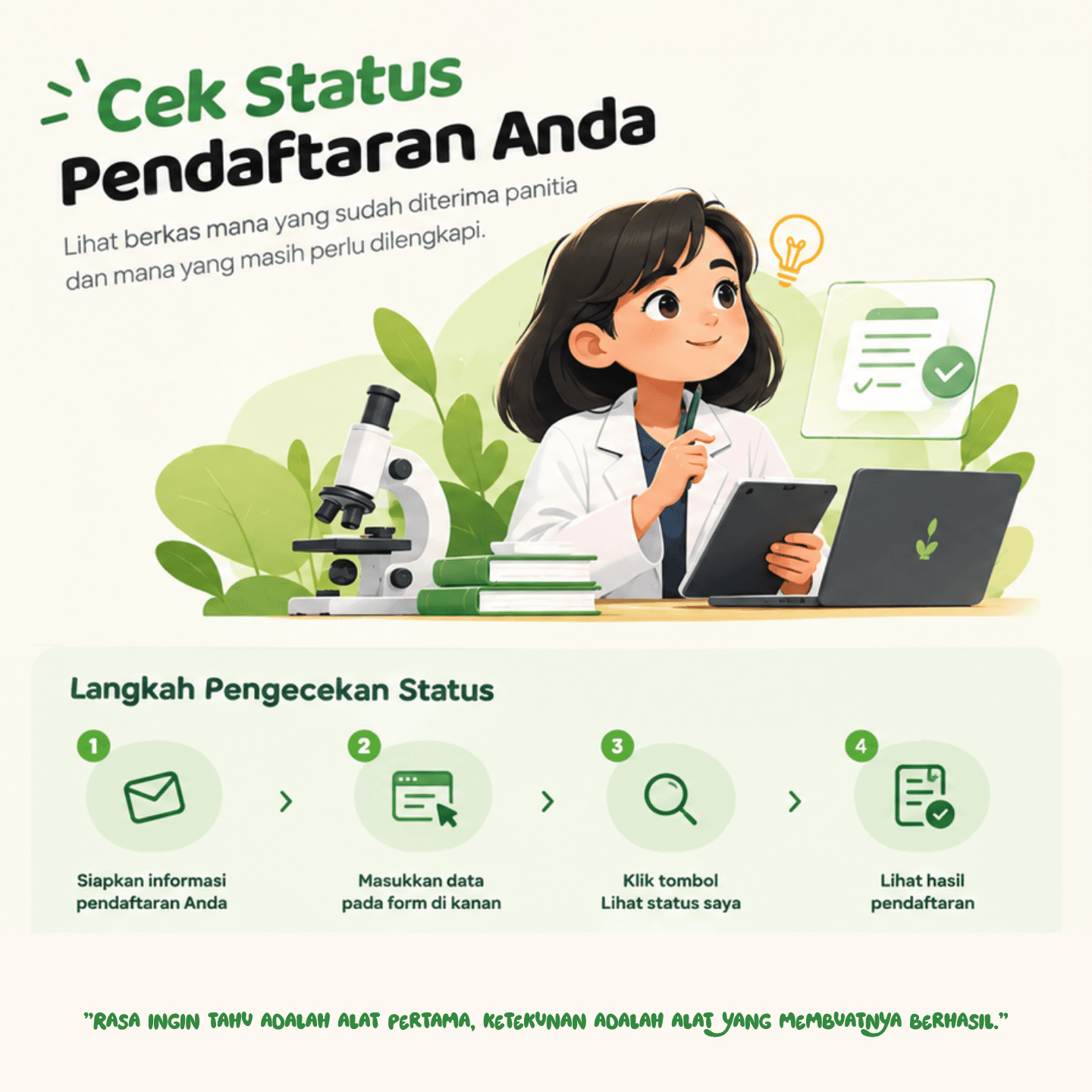 Ilustrasi langkah pengecekan status pendaftaran